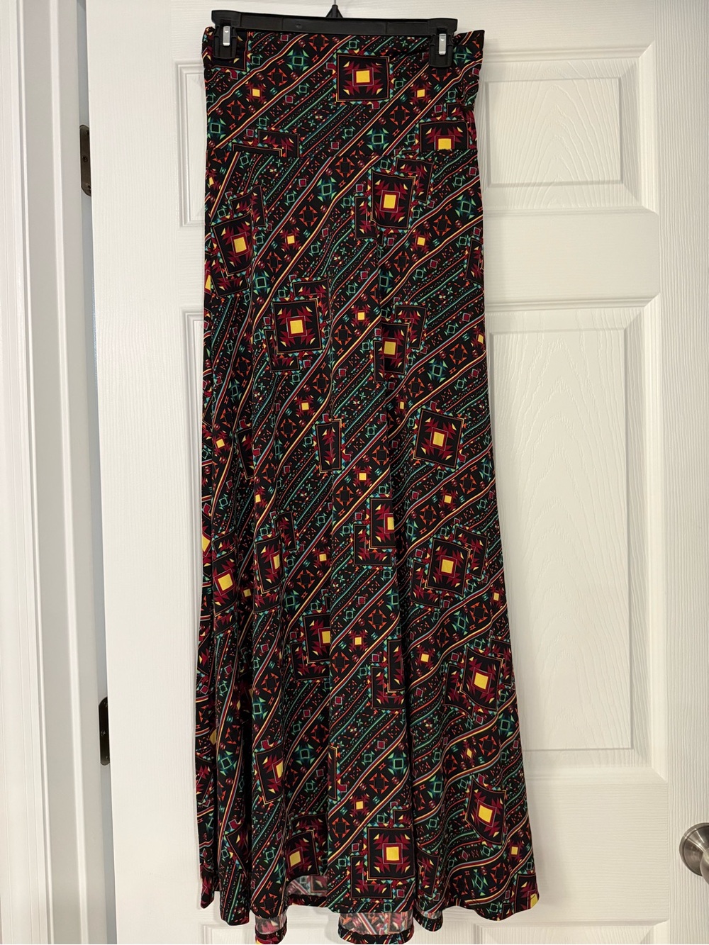 Lularoe Bohemian Patterned Maxi Skirt in Black and Teal